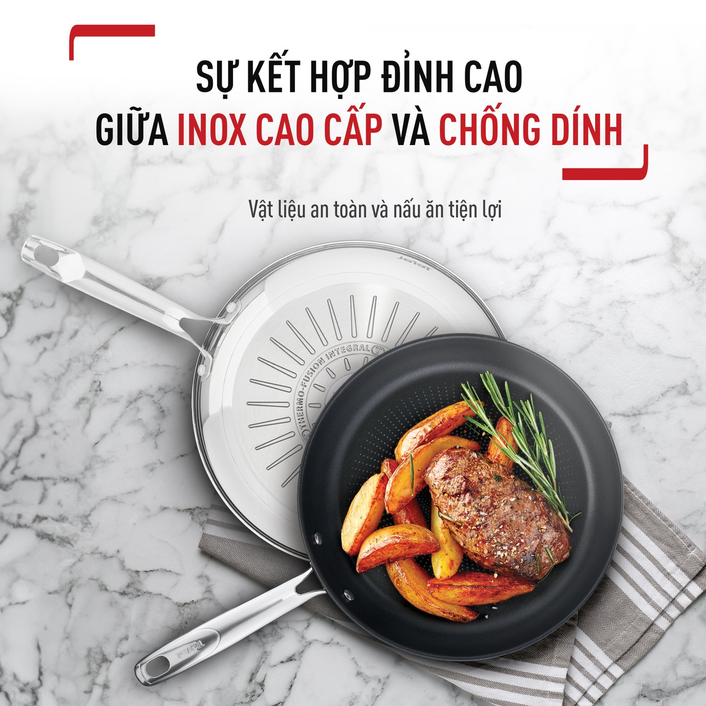 Chảo chiên Inox cao cấp Tefal Duetto Plus 24cm/26cm/28cm