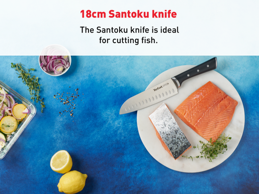 Dao thép Đức liền khối Ice Force Tefal K2320614, cắt cá 18cm