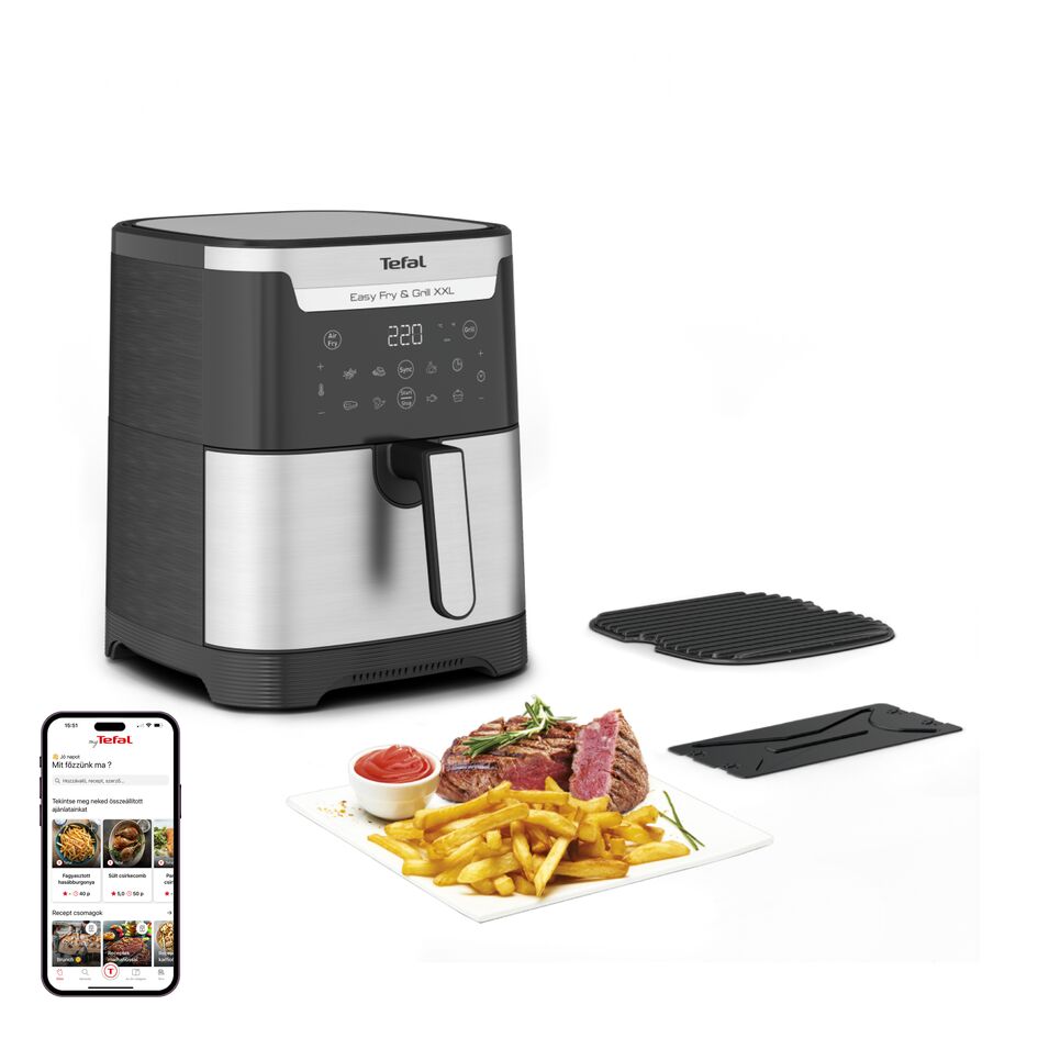 Nồi chiên không dầu Tefal 2in1 EY801D15 - 6.5L  - Inox - Điện tử