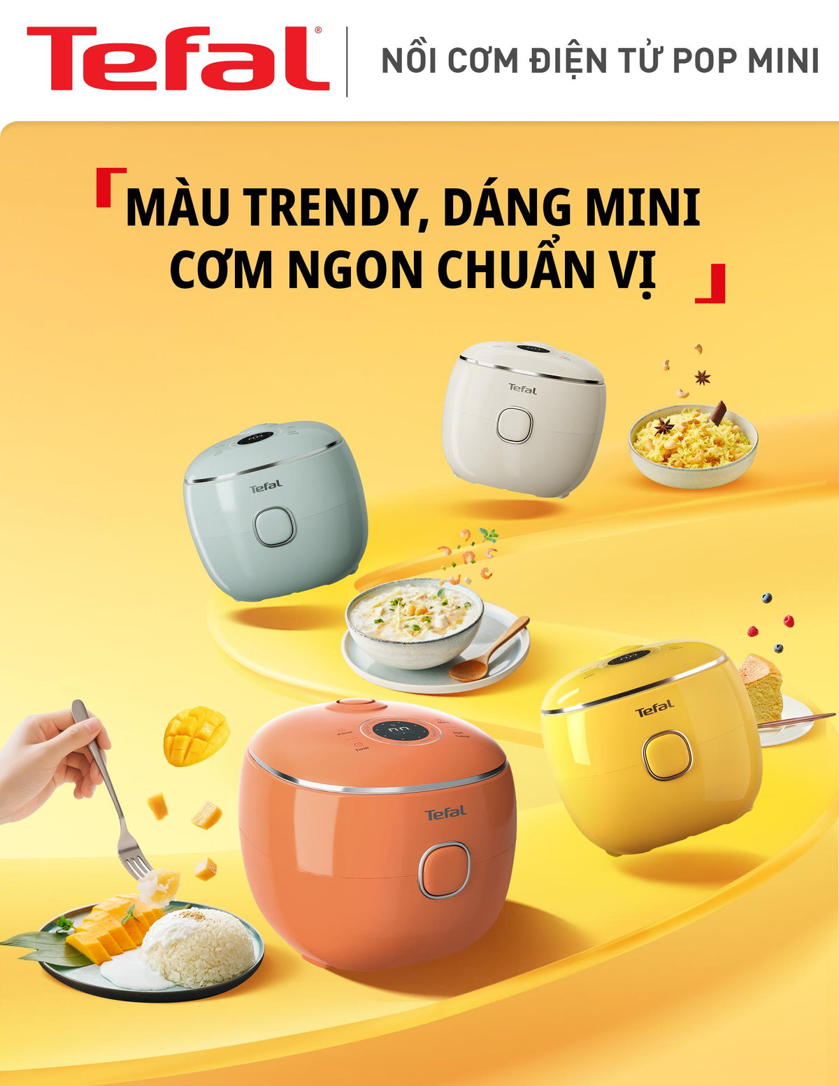 Nồi cơm điện tử Mini Tefal POP RK5352Y0/RK535TY0/RK535AY0/RK5354Y0 ...