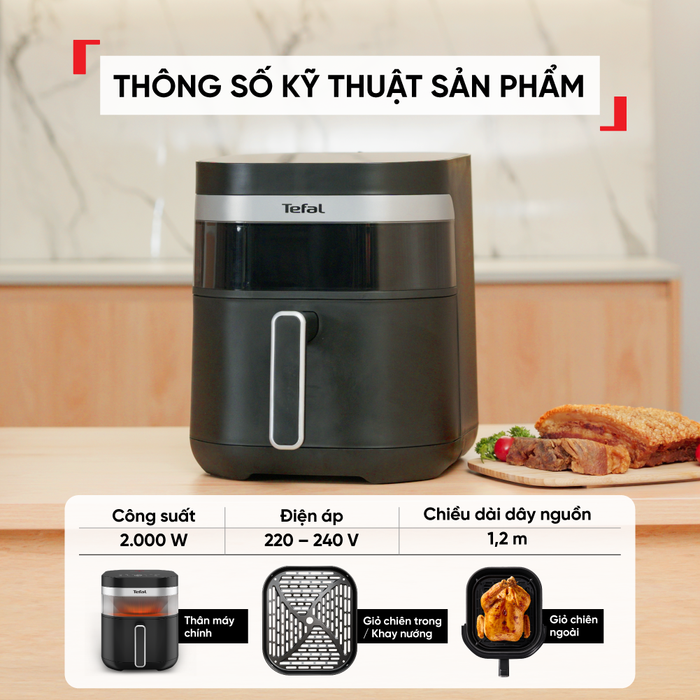 Nồi chiên không dầu Tefal Far Infrared EY8328E0 - 7L - Điện tử