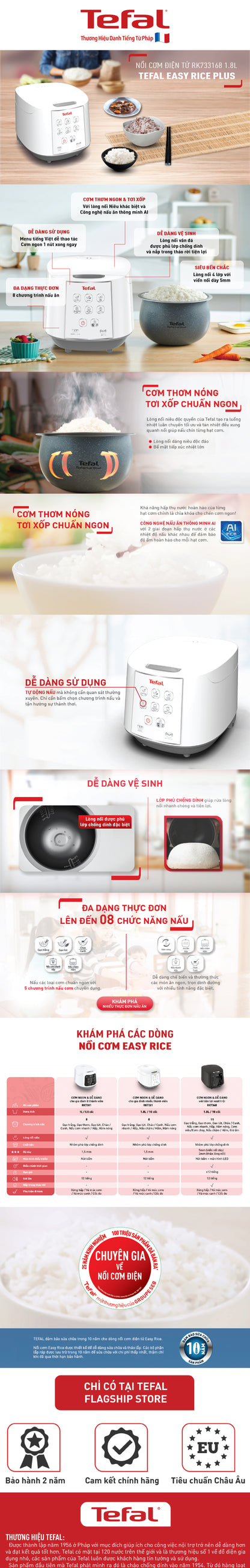 Nồi cơm điện tử Tefal Easy Rice RK733168 - 1.8L