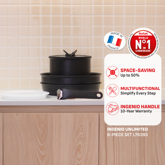 Bộ 4 nồi chảo cán rời Tefal Ingenio Unlimited L7639393, 20cm/22cm/26cm/28cm, nắp 20cm