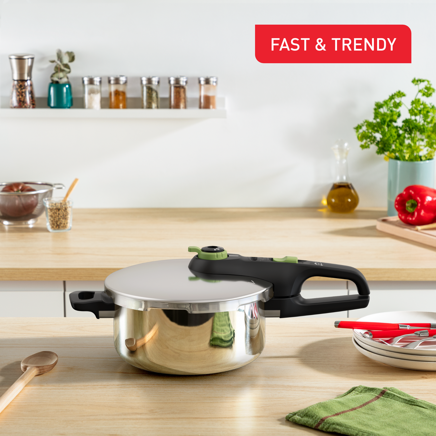Nồi áp suất Inox cao cấp Tefal Secure Trendy, 4L