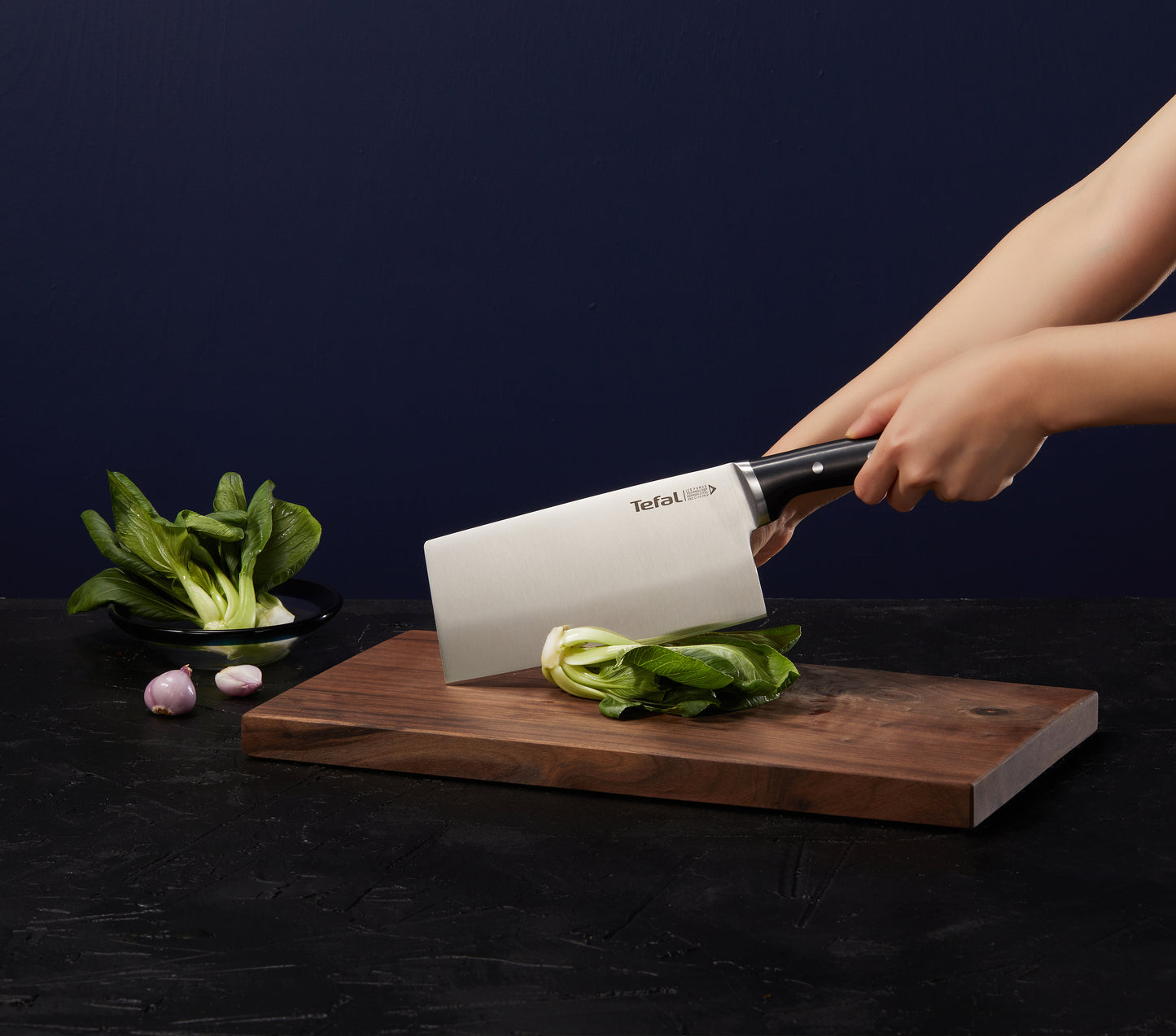 Dao chặt thép Đức liền khối Ice Force Tefal K1750124, 18cm