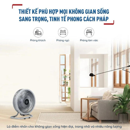 Quạt sàn TEFAL TB Silence Plus VH686790 - Xám Cánh Trắng