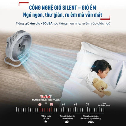 Quạt sàn TEFAL TB Silence Plus VH686790 - Xám Cánh Trắng