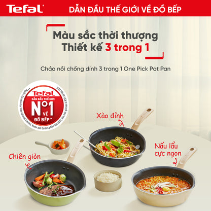 Chảo nồi có nắp đa năng 3 trong 1 - 24cm, đen/xanh/vanila