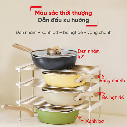 Chảo nồi có nắp đa năng 3 trong 1 - 22cm, xanh/đen/vàng/vanila