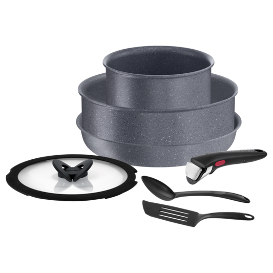 Bộ 3 nồi chảo cán rời Tefal Ingenio Natural Force L3969172, 16cm/24cm/24cm, nắp 24cm, xẻng, muỗng