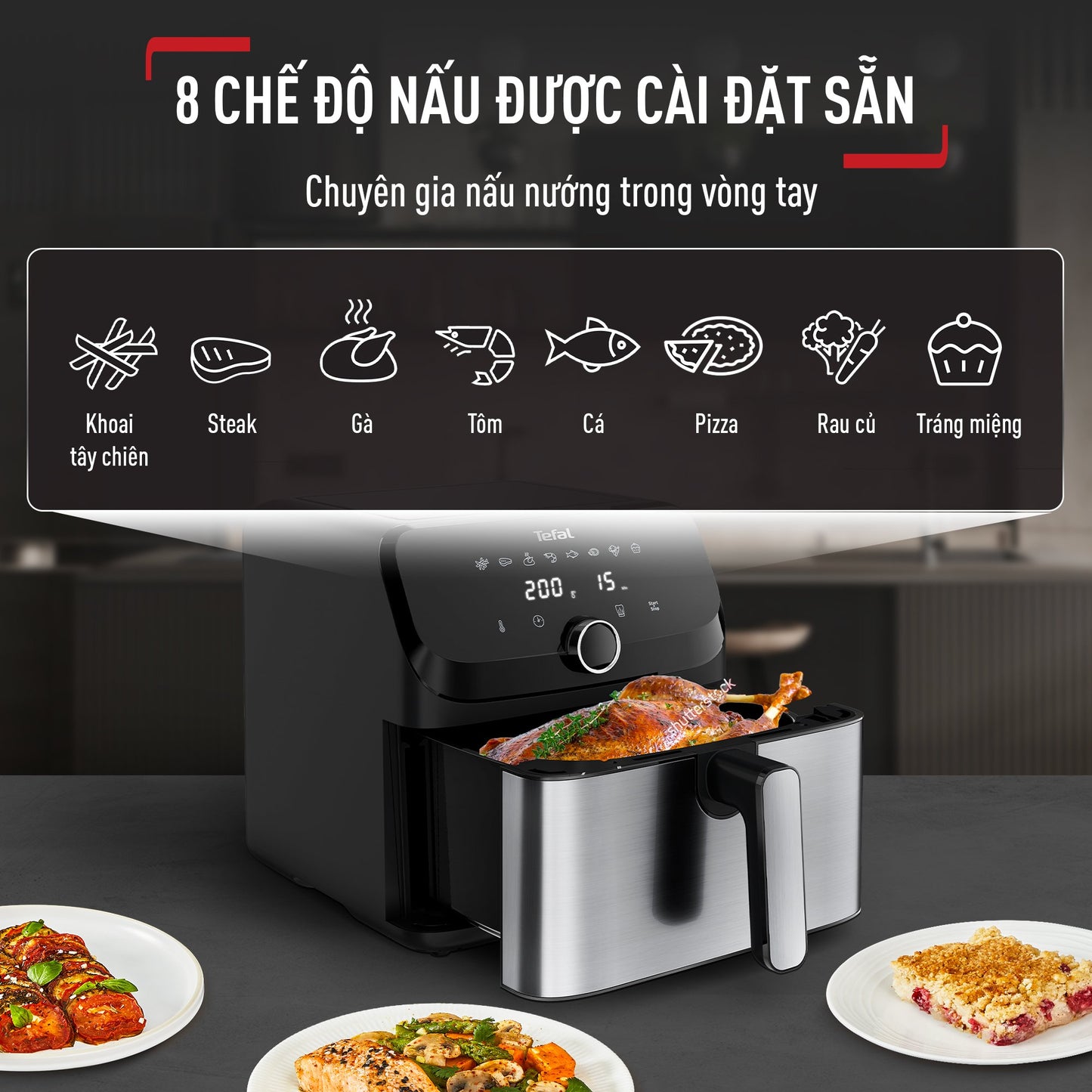 Nồi chiên không dầu Tefal Mega EY855D68 - 7.5L